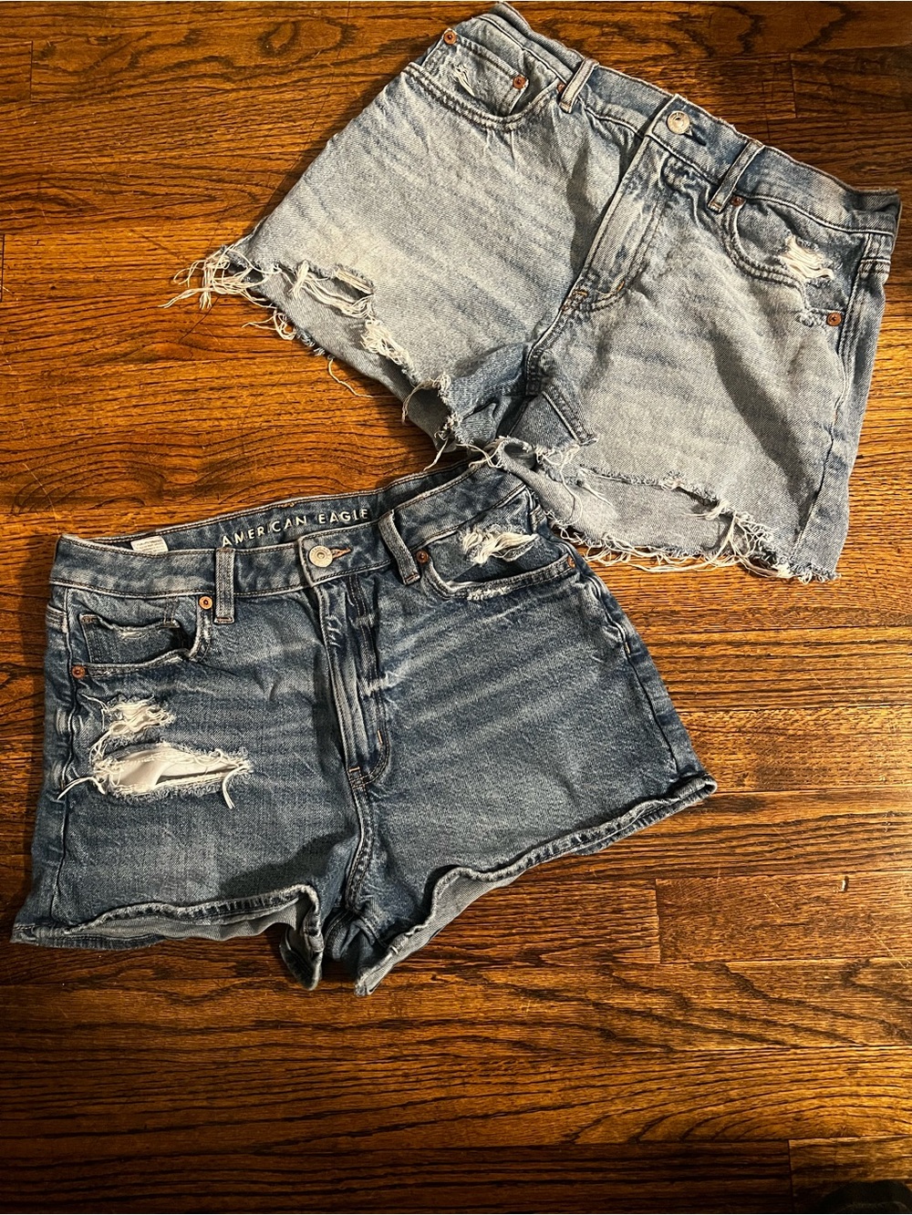 American Eagle Outfitters Distressed Denim Shorts - Light & Medium Blue